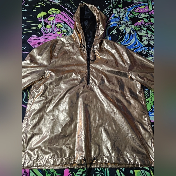 Forever 21, gold metallic windbreaker jacket Size XL - Picture 3 of 15